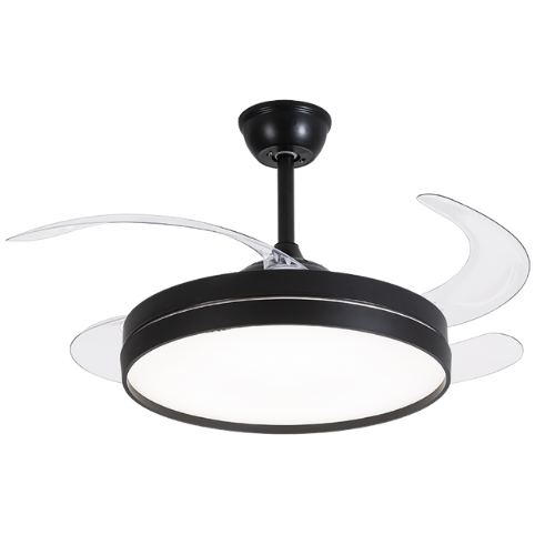 Ventilador Retrátil Preto Opus Air Basic 60W 3000K/4000K/6500K Ø460mm IP20 120° Bivolt OPS 88347 