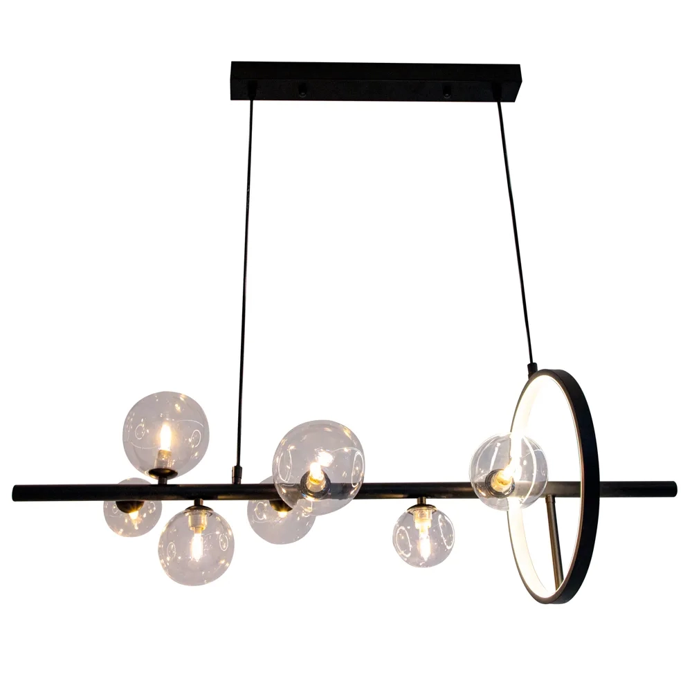 Pendente Bella Versus Metal Preto e Vidro Transparente 7L G9 e 9 watts 3000K 900x280x300mm DW010