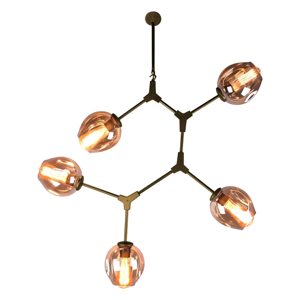 Pendente Bella Orbe Dourado e Champagne 5L E27 950x800x400mm KY001SG