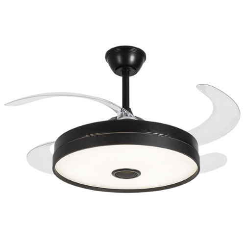 Ventilador Retrátil Preto Opus Air Sound 60W 3000K/4000K/6500K Ø460mm IP20 120° Bivolt OPS 88231