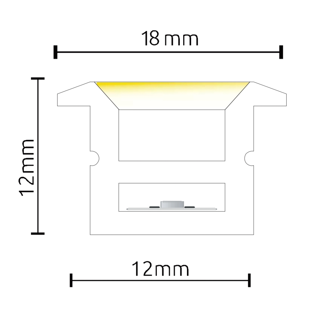 Perfil de Embutir Alpertone Flexível com Aba Curva Vertical 10 watts 3000K 24V IP20 Branco 18x12mm (Venda por Metro) 0266