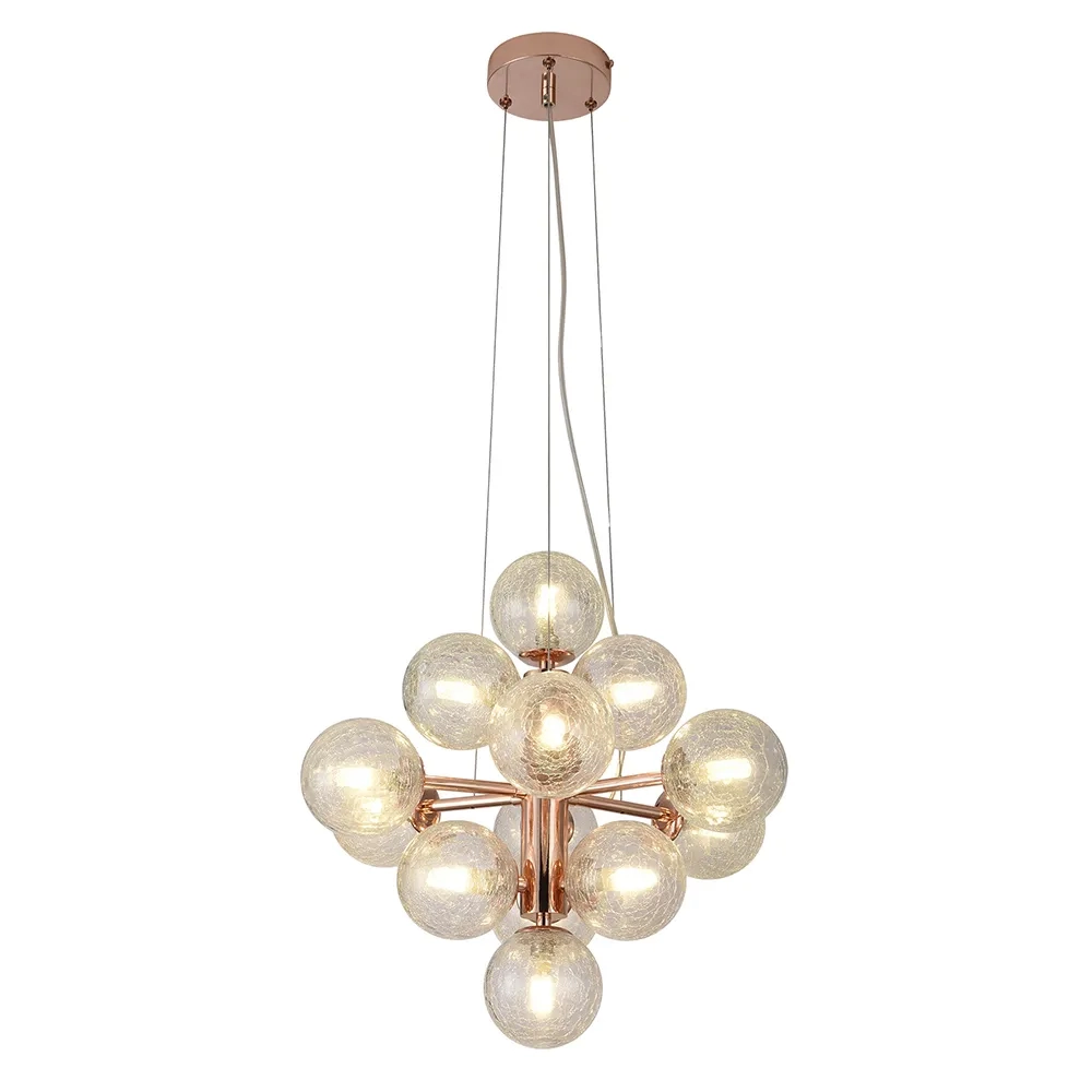 Pendente Bella Vinha Cobre e Transparente 14L G9 Ø450mm QT001E