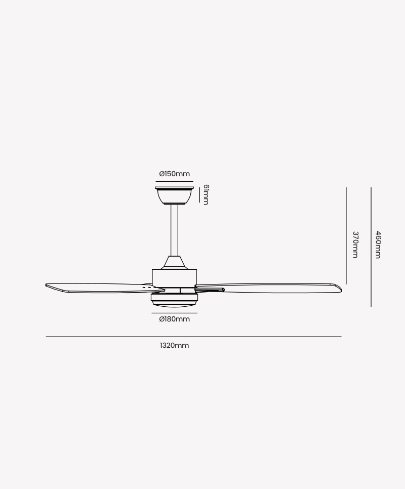 Ventilador Opus Air Flow Preto 53 watts 3000K/4000K/6500K Ø1320mm IP20 120° Bivolt OPS 88859