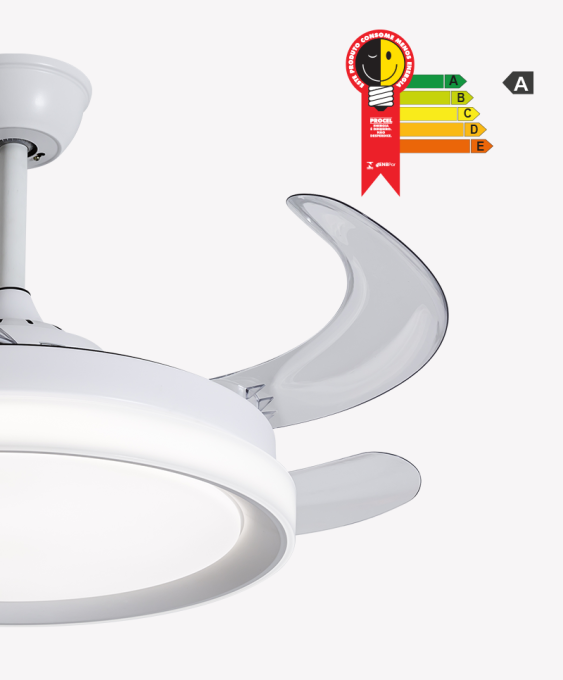 Ventilador Retrátil Branco Opus Air Plus 60W 3000K/4000K/6500K Ø460mm IP20 120° Bivolt OPS 88385