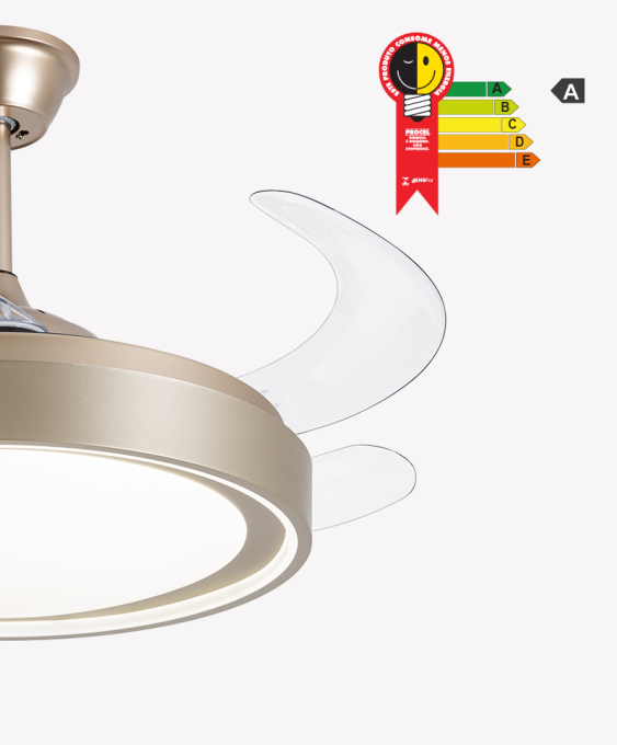 Ventilador Retrátil Dourado Opus Air Gold 60W 3000K/4000K/6500K Ø460mm IP20 120° Bivolt OPS 88378 