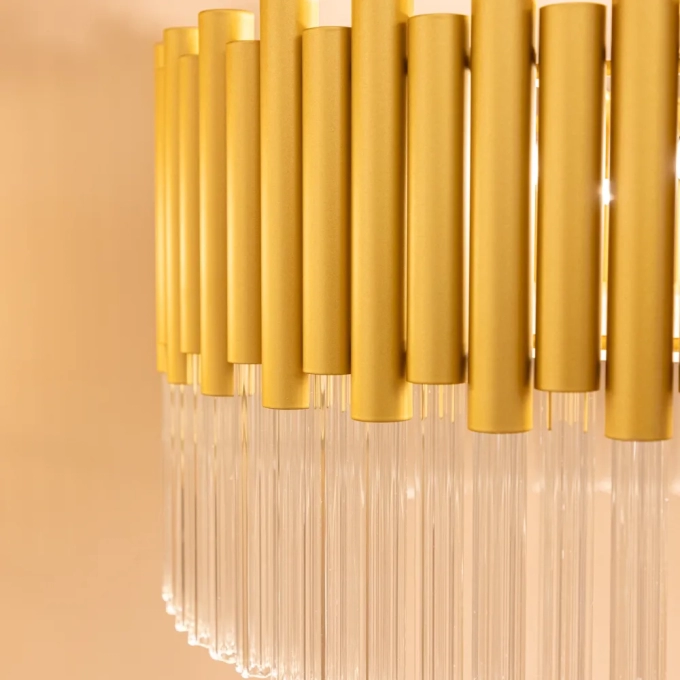 Pendente Bella Maya Dourado e Transparente 8L G9 Ø495x270mm MAY1PD01TR050