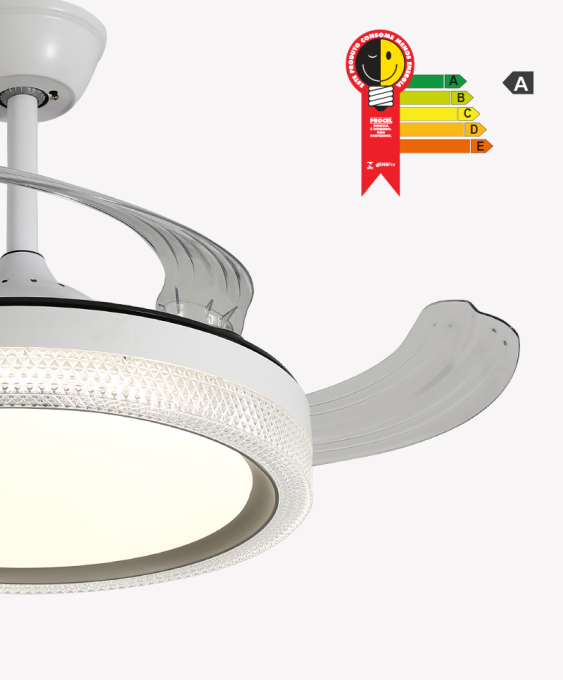 Ventilador Retrátil Branco Opus Air Sagita 60W 3000K/4000K/6500K Ø460mm IP20 120° Bivolt OPS 88392