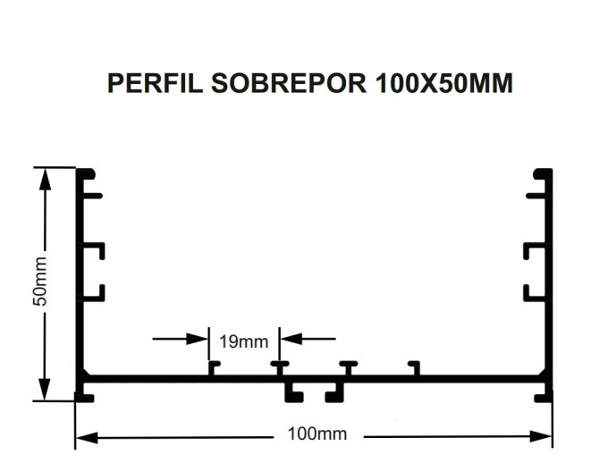 Perfil Sobrepor Sob Medida MK Iluminação 100x50mm (Somente Perfil) ALP21