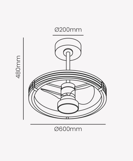 Ventilador Opus Dourado Air Luxxi 55 watts 3000K/4000K/6500K Ø460mm IP20 120° Bivolt AC 32337