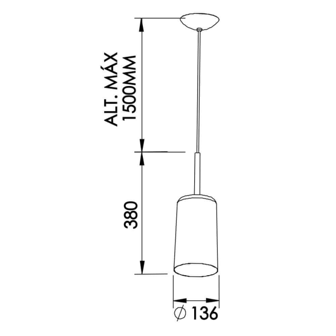 Pendente Newline Bilboque 1L E27 Ø136x380mm 109