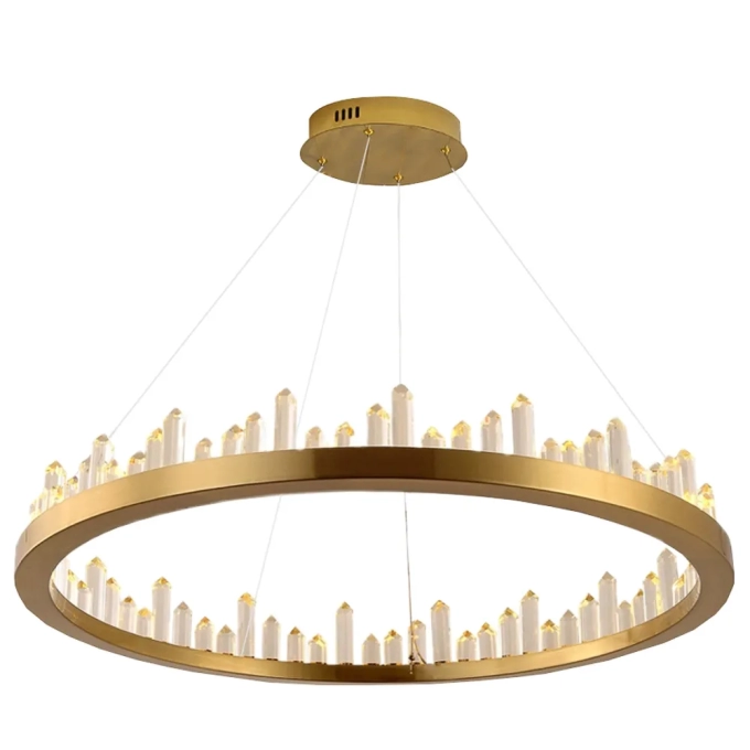 Pendente Bella Roca Cristal e Metal Dourado 36 watts 3000K Ø800x110mm BC003G