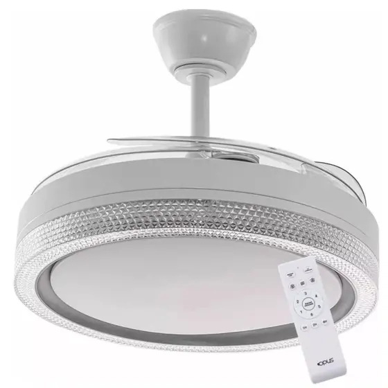 Ventilador Retrátil Branco Opus Air Sagita 60W 3000K/4000K/6500K Ø460mm IP20 120° Bivolt OPS 88392