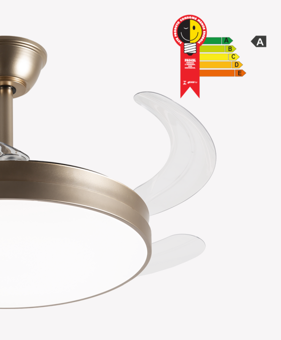 Ventilador Retrátil Dourado Opus Air Lite 60 watts 3000K/4000K/6500K Ø460mm IP20 120° Bivolt OPS 34690
