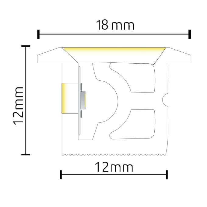 Perfil de Embutir Alpertone Flexível com Aba Curva Horizontal Branco 18x12mm (Venda por Metro) 0267