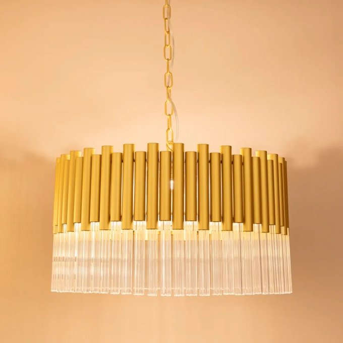 Pendente Bella Maya Dourado e Transparente 8L G9 Ø495x270mm MAY1PD01TR050
