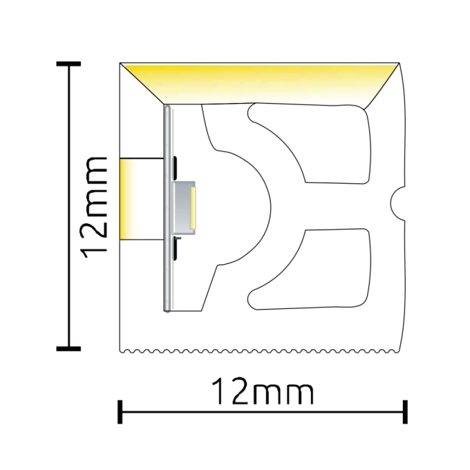 Perfil Sobrepor Alpertone Flexível Curva Horizontal 10 watts 3000K 24V Branco IP65 12x12mm (Venda por Metro) 0265-3