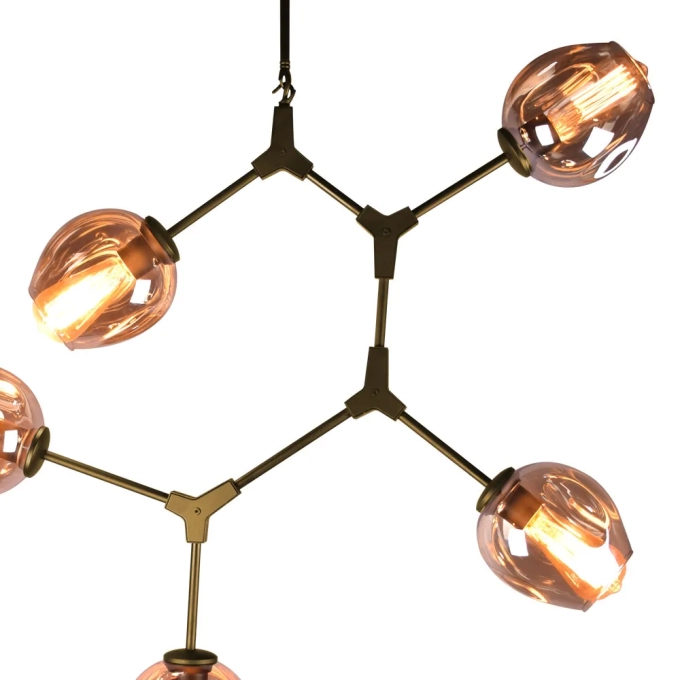 Pendente Bella Orbe Dourado e Champagne 5L E27 950x800x400mm KY001SG