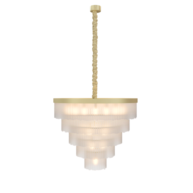 Pendente Dna Lustres Felsen 5 Aros Cristal de Rocha 27L E14 Ø1200x800mm  ROCHA-120-PENDENTE
