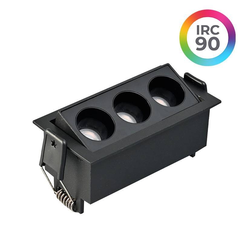 Embutido Nordecor Downlight Powerus Direcionável 3 Focos 6 watts Preto 3000K IRC90 38° Bivolt 100x44x52mm 6497