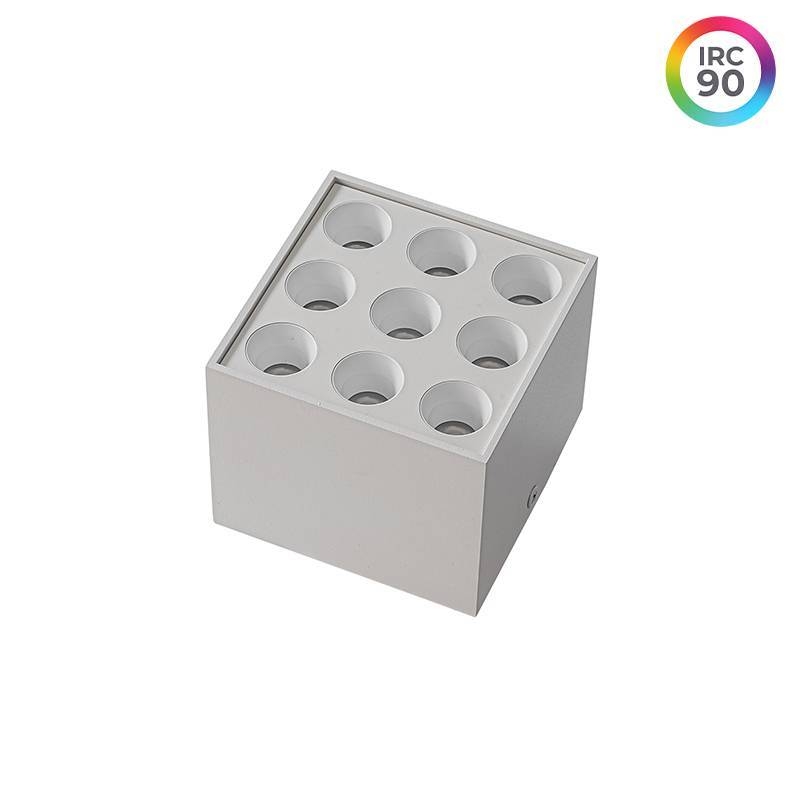 Spot Sobrepor Nordecor Downlight Powerus 9 Focos 18 watts 3000K Branco IRC90 24° Bivolt 96x96x81mm 6858