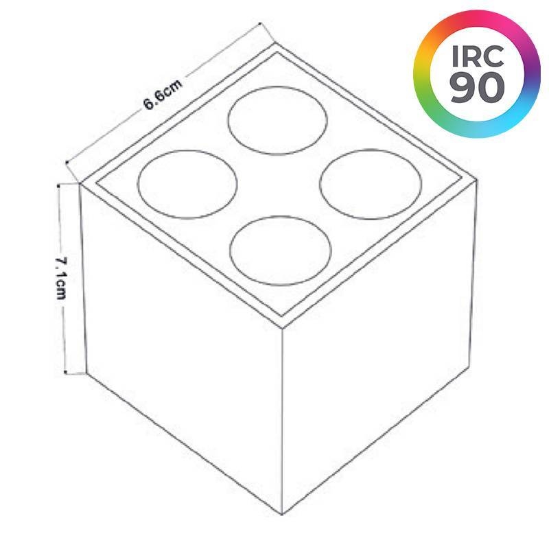 Spot Sobrepor Nordecor Downlight Powerus 4 Focos 8 watts 3000K Branco IRC90 35° Bivolt 66x66x71mm 6857