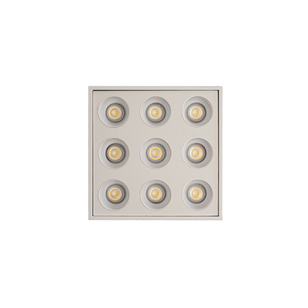 Spot Sobrepor Nordecor Downlight Powerus 9 Focos 18 watts 3000K Branco IRC90 24° Bivolt 96x96x81mm 6858