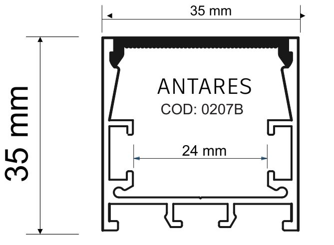 Perfil Sobrepor Alpertone Antares 35x35mm Barra 3 Metros 207A3P / 207B3P / 207P3P