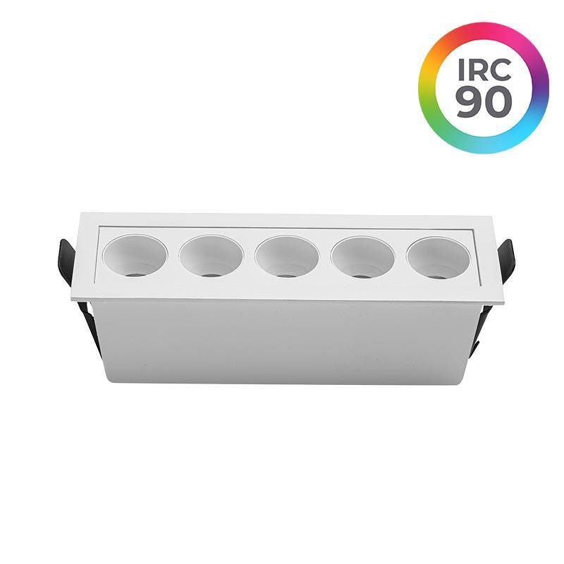 Embutido Nordecor Downlight Powerus 5 Focos 10 watts Branco 3000K IRC90 35° Bivolt 148x45x50mm 6733