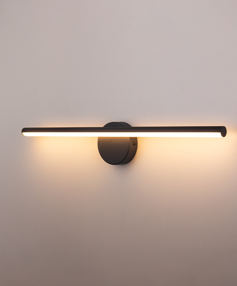 Arandela Opus Hubble 12 watts 3000K IP20 IRC80 160° Bivolt 600xØ120x22mm Preto OPS 82321