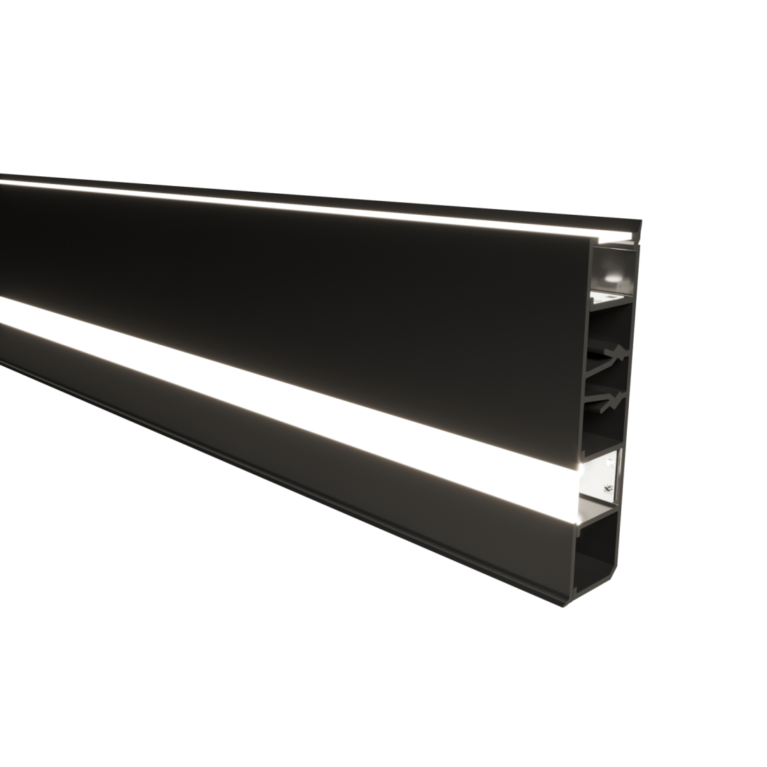 Perfil Alpertone Sobrepor Rodapé Zeta 80x19mm Barra 2 Metros Preto 0501P2