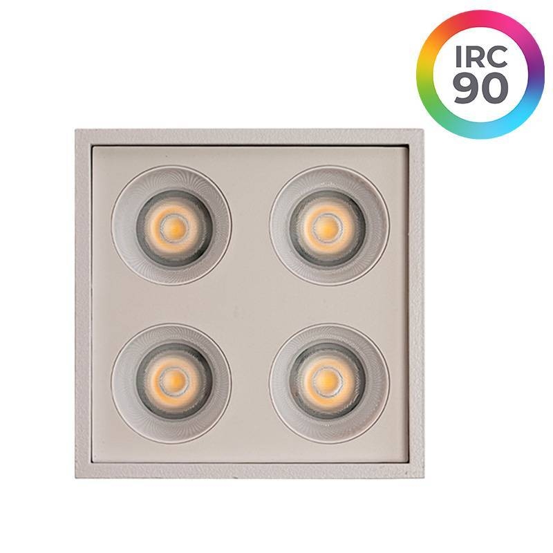 Spot Sobrepor Nordecor Downlight Powerus 4 Focos 8 watts 3000K Branco IRC90 35° Bivolt 66x66x71mm 6857