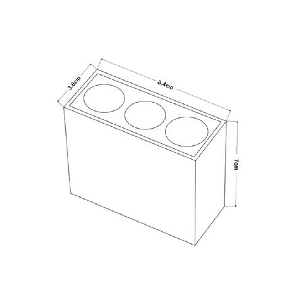  Spot Sobrepor Nordecor Downlight Powerus 3 Focos 6 watts 3000K Branco IRC90 35° Bivolt 84x36x70mm 6855