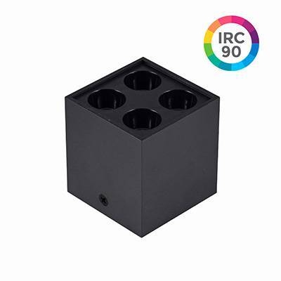  Spot Sobrepor Nordecor Downlight Powerus 4 Focos 8 watts 4000K Preto IRC90 35° Bivolt 66x66x71mm 6809