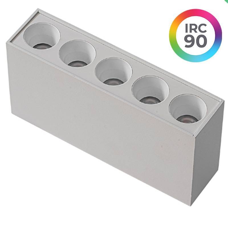  Spot Sobrepor Nordecor Downlight Powerus 5 Focos 10 watts 4000K Branco IRC90 35° Bivolt 137x35x70mm 6806