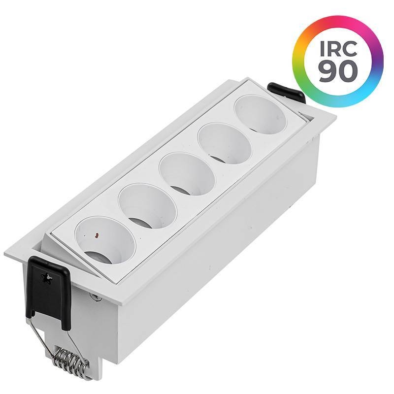 Embutido Nordecor Downlight Powerus Direcionavel 5 Focos 10 watts Branco 4000K IRC90 35° Bivolt 150x46x52mm 6794
