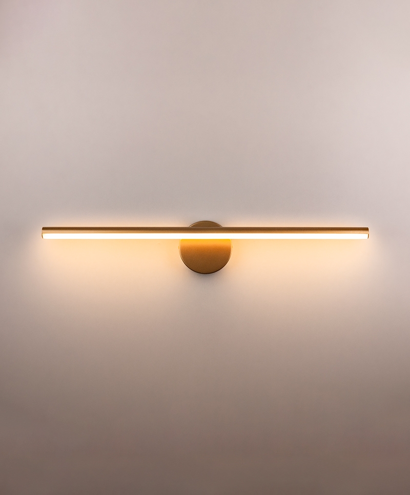 Arandela Opus Hubble 12 watts 3000K IP20 IRC80 160° Bivolt 600xØ120x22mm Dourado OPS 82338