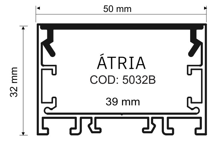 Perfil Sobrepor Alpertone Atria 32x50mm Barra 3 Metros Branco 032B3T / 032P3T