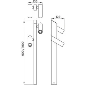 Poste Balizador Usina Side IP65 2L MR11 135X122X600mm 25160 60