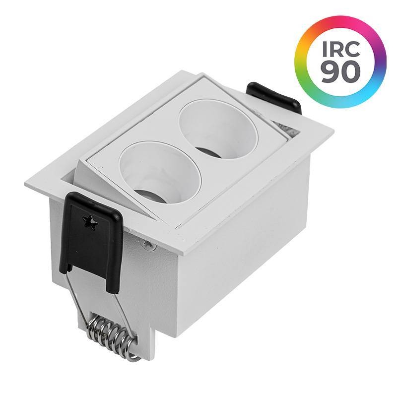 Embutido Nordecor Downlight Powerus Direcionável 2 Focos 4 watts Branco 3000K IRC90 35° Bivolt 70x52x46mm 6729