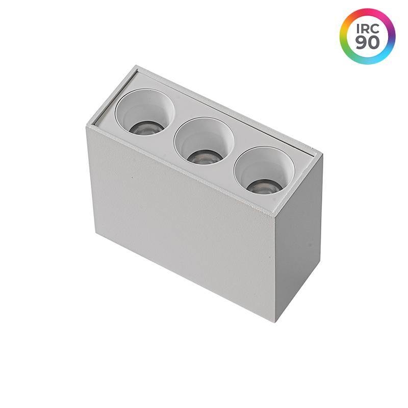  Spot Sobrepor Nordecor Downlight Powerus 3 Focos 6 watts 3000K Branco IRC90 35° Bivolt 84x36x70mm 6855