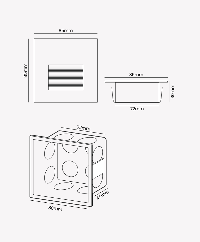 Balizador Opus Sentinela 3 watts 3000K 160° IP65 IRC90 Branco 85x85x30mm OPS 88569


