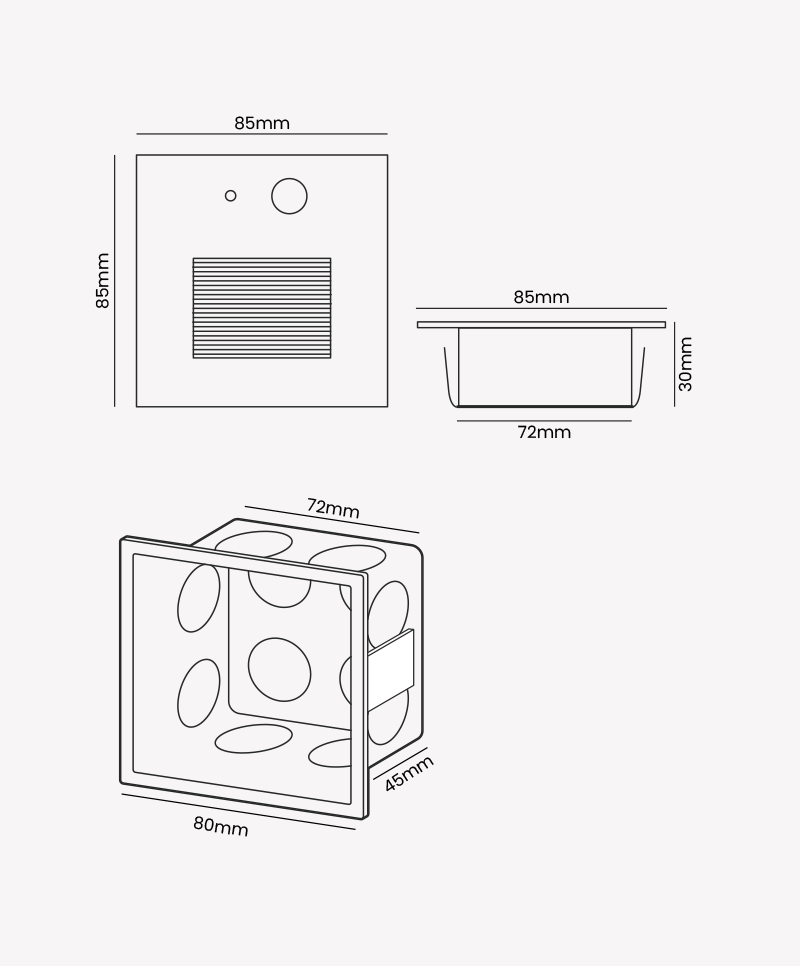 Balizador Opus Sentinela com Sensor 3 watts 3000K 160° IP65 IRC90 Branco 85x85x30mm OPS 88545


