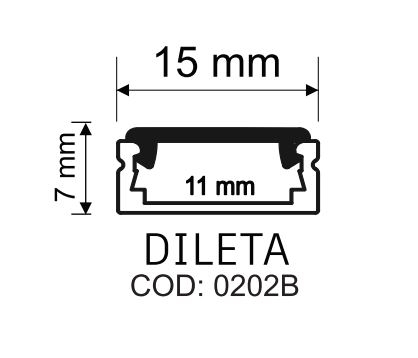 Perfil Sobrepor Alpertone Dileta Slim 15x7mm Barra 3 Metros Preto 202P3L