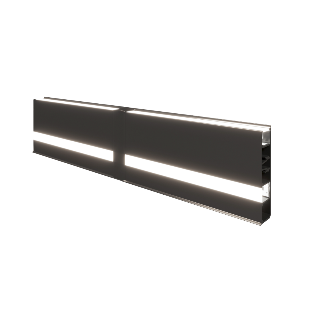 Perfil Alpertone Sobrepor Rodapé Zeta 80x19mm Barra 2 Metros Preto 0501P2