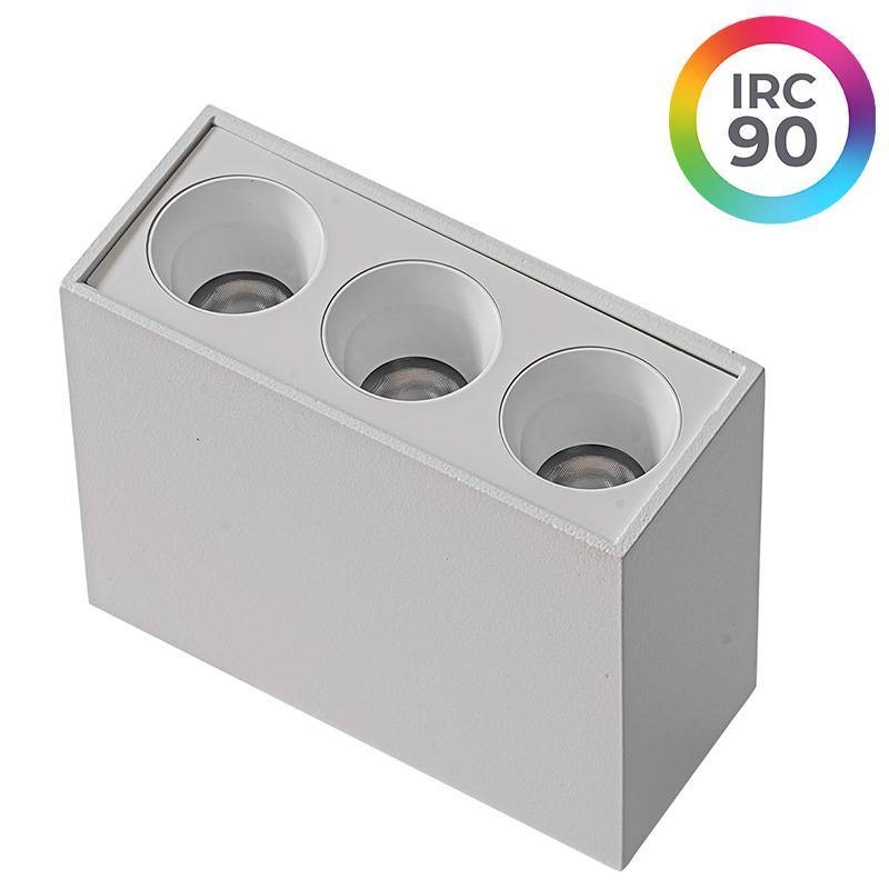 Spot Sobrepor Nordecor Downlight Powerus 3 Focos 6 watts 4000K Branco IRC90 35° Bivolt 84x36x70mm 6804