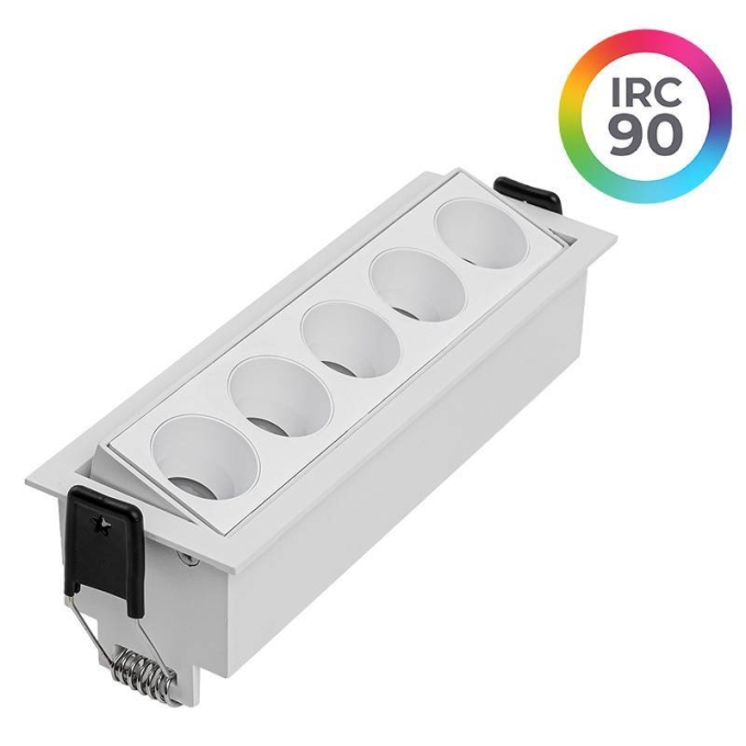 Embutido Nordecor Downlight Powerus Direcionavel 5 Focos 10 watts Branco 3000K IRC90 35° Bivolt 150x46x52mm 6734