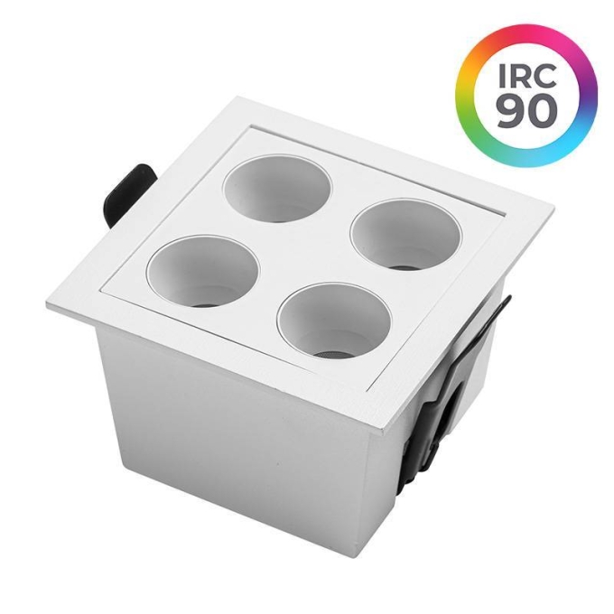 Embutido Nordecor Downlight Powerus 4 Focos 8 watts Branco 4000K IRC90 35° Bivolt 75x75x50mm 6798