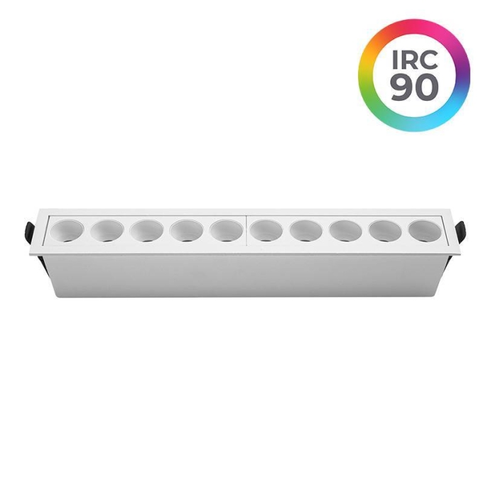 Embutido Nordecor Downlight Powerus 10 Focos 20 watts Branco 3000K IRC90 24° Bivolt 280x45x50mm 6736