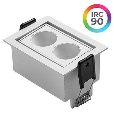 Embutido Nordecor Downlight Powerus Direcionável 2 Focos 4 watts Branco 4000K IRC90 35° Bivolt 70x52x46mm 6786
