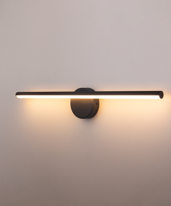 Arandela Opus Hubble 12 watts 3000K IP20 IRC80 160° Bivolt 600xØ120x22mm Preto OPS 82321